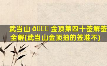 武当山 🐕 金顶第四十签解签全解(武当山金顶抽的签准不)